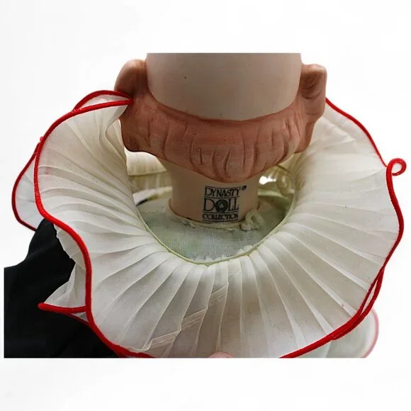 Dynasty Doll Collection Pierrot Clown Doll With Red Trim & Pom-Poms - Picture 5 of 7